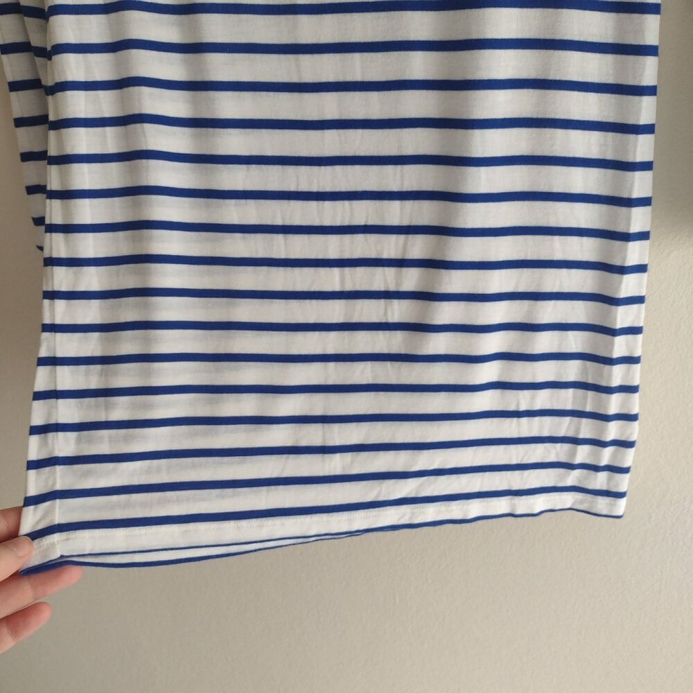 Majestic Filatures Striped Tee Sz 2/S Soft Touch Blue White Deluxe Tshirt - Picture 4 of 8